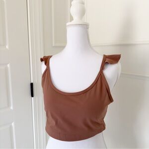 JoyLab Ruffle Strap Racerback Sports Bra - Size Large